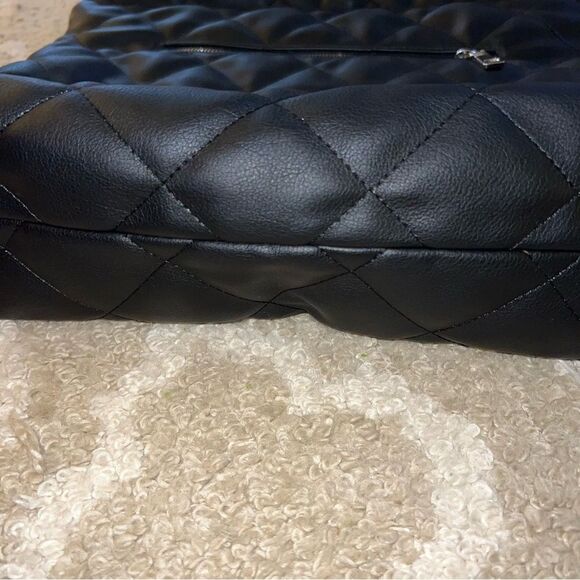 INC Quilted Black Leather Shoulder Bag - Picture 7 of 9